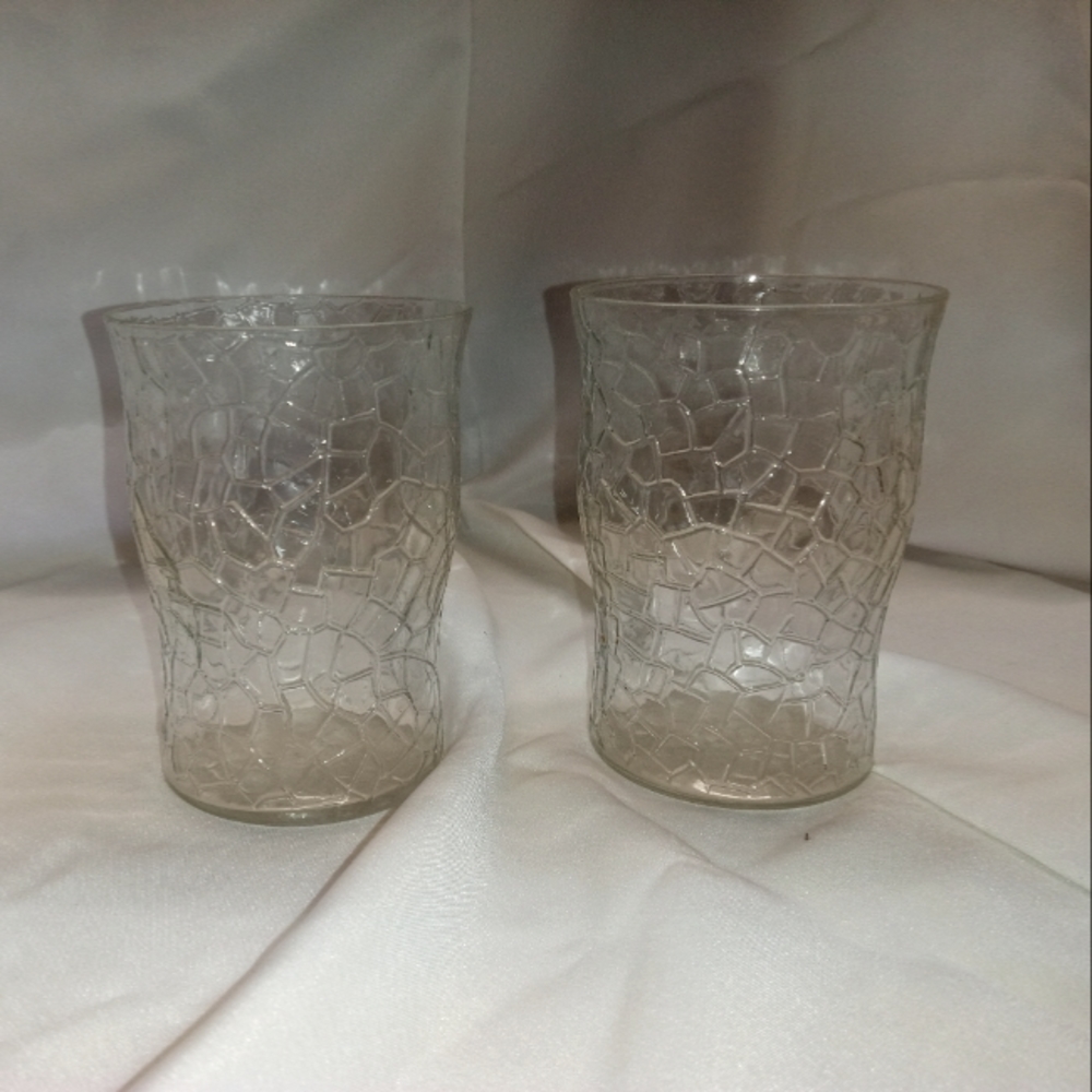 2 Vintage very fine crackle clear glass (sold as set)